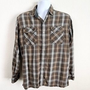 Kuhl Dillingr Men's Brown Flannel Button Down Plaid Long Sleeve Casual Shirt M